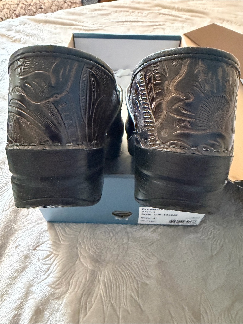 Dansko Brown Embossed LeatherWomen’s Slip-On Clogs - Picture 6 of 10